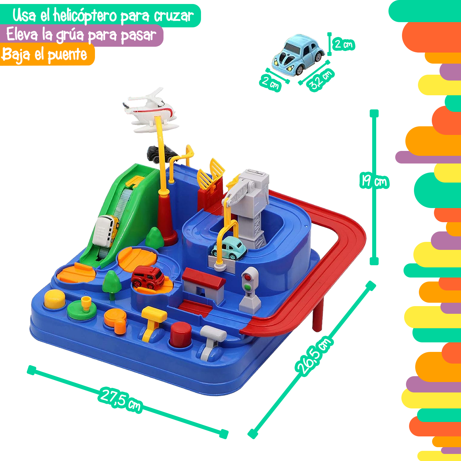 Foto 4 pulgar | Pista de Carritos Yuff! Mecánica con Botones Palancas y Manivelas para el Desarrollo y Coordinación