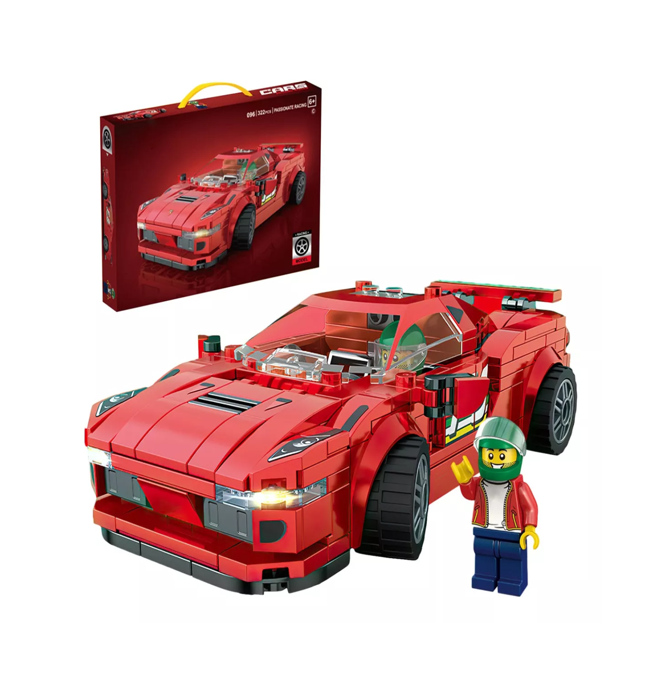 Foto 3 pulgar | Juego de Bloques Construcción Coche Deportivo Modelo 322pcs Rojo