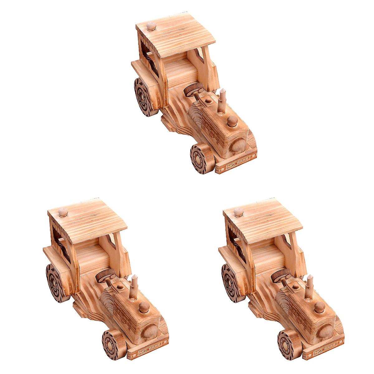 Venta Internacional - Maqueta De Coche Tractor De Madera Para Niños, 3 Unidades