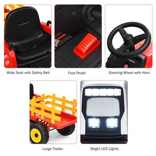 Foto 5 | Coche Ride On Tractor Costzon Con Remolque Batería De 12 V Para Niños - Venta Internacional