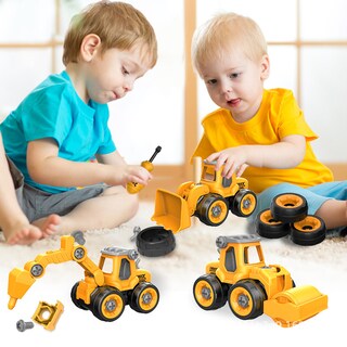 Foto 6 | Set De 4 Camiones Truck Armables En Plástico Para Niños - Juguete Educativo Y Creativo Con Accesorios Amarillo