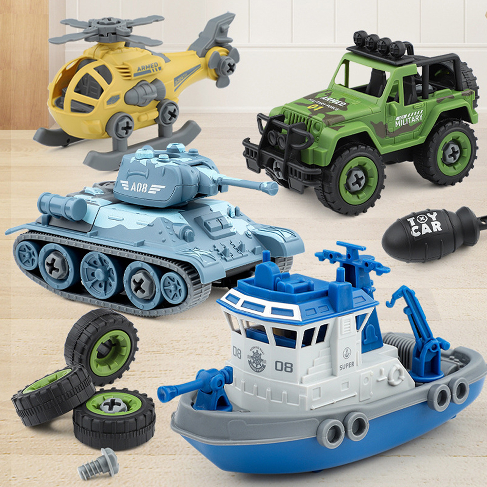 Foto 5 pulgar | Set De Vehículos Militares Plegables Para Niños - Juguetes Diy De Ejército Con Helicóptero, Jeep, Tanque Y B