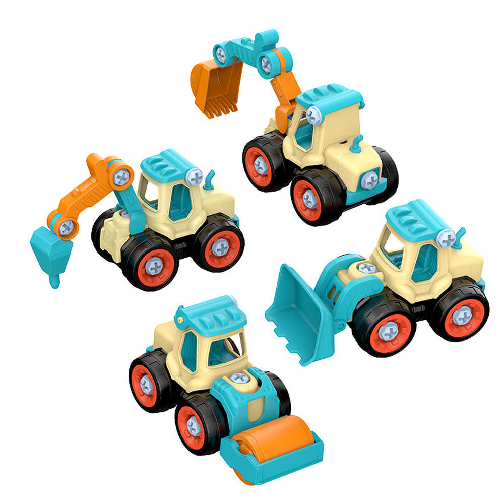 Set De 4 Camiones Truck Armables En Plástico Para Niños - Juguete Educativo Y Creativo Con Accesorios