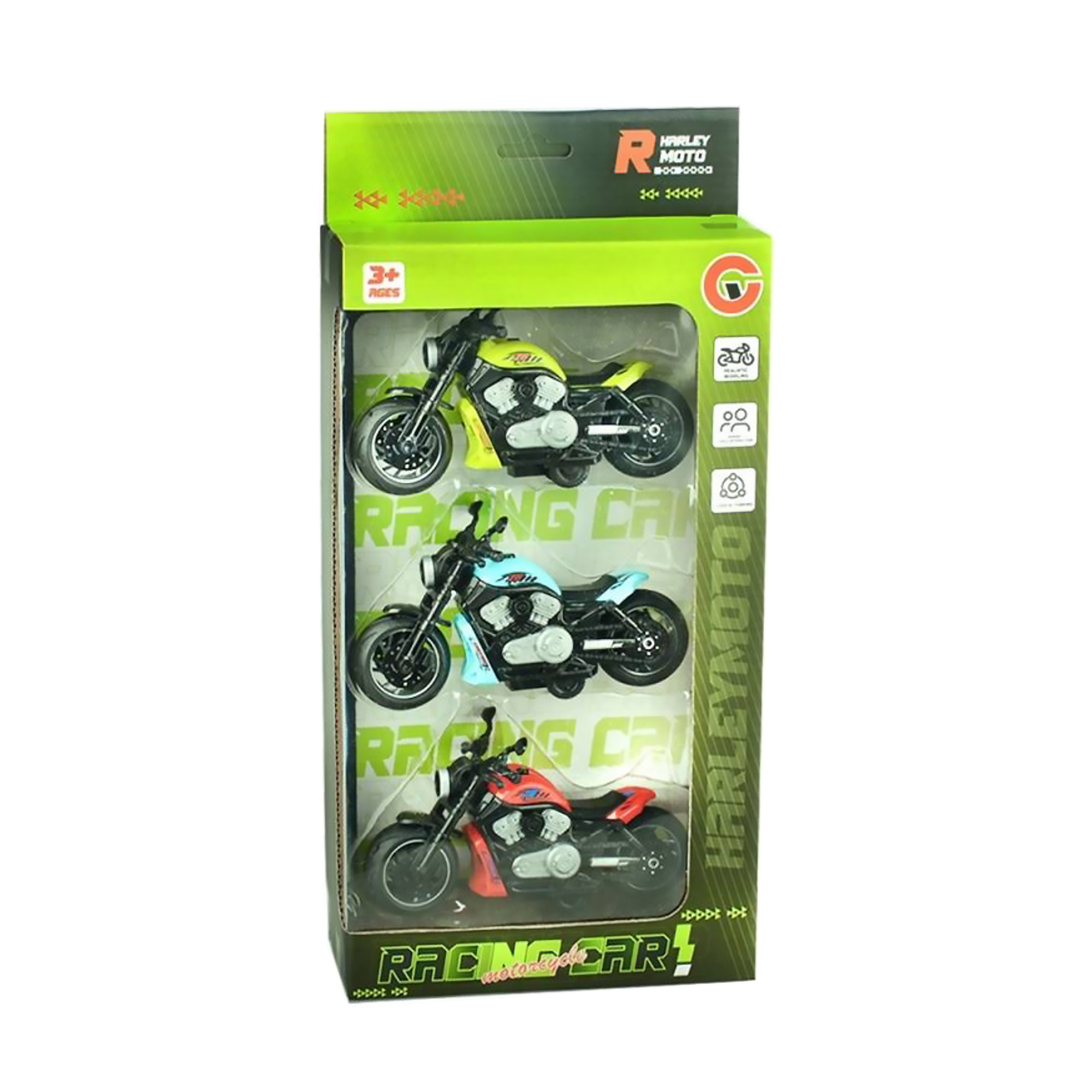 Pack 3 Motos Racing Car Retro Fricción de Panritos