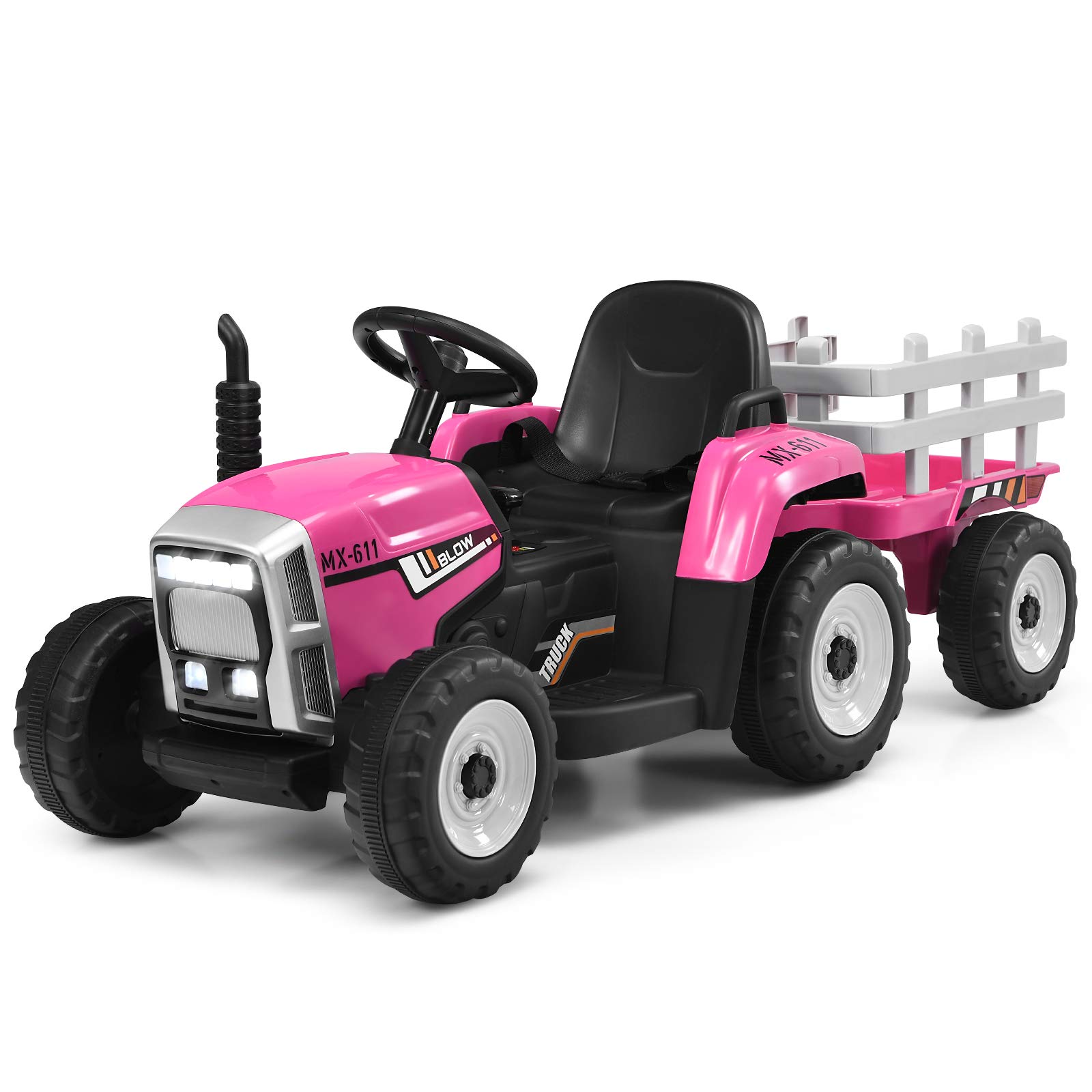 Ride On Tractor Costzon Con Remolque, Batería De 12 V Para Niños, Rosa - Venta Internacional.