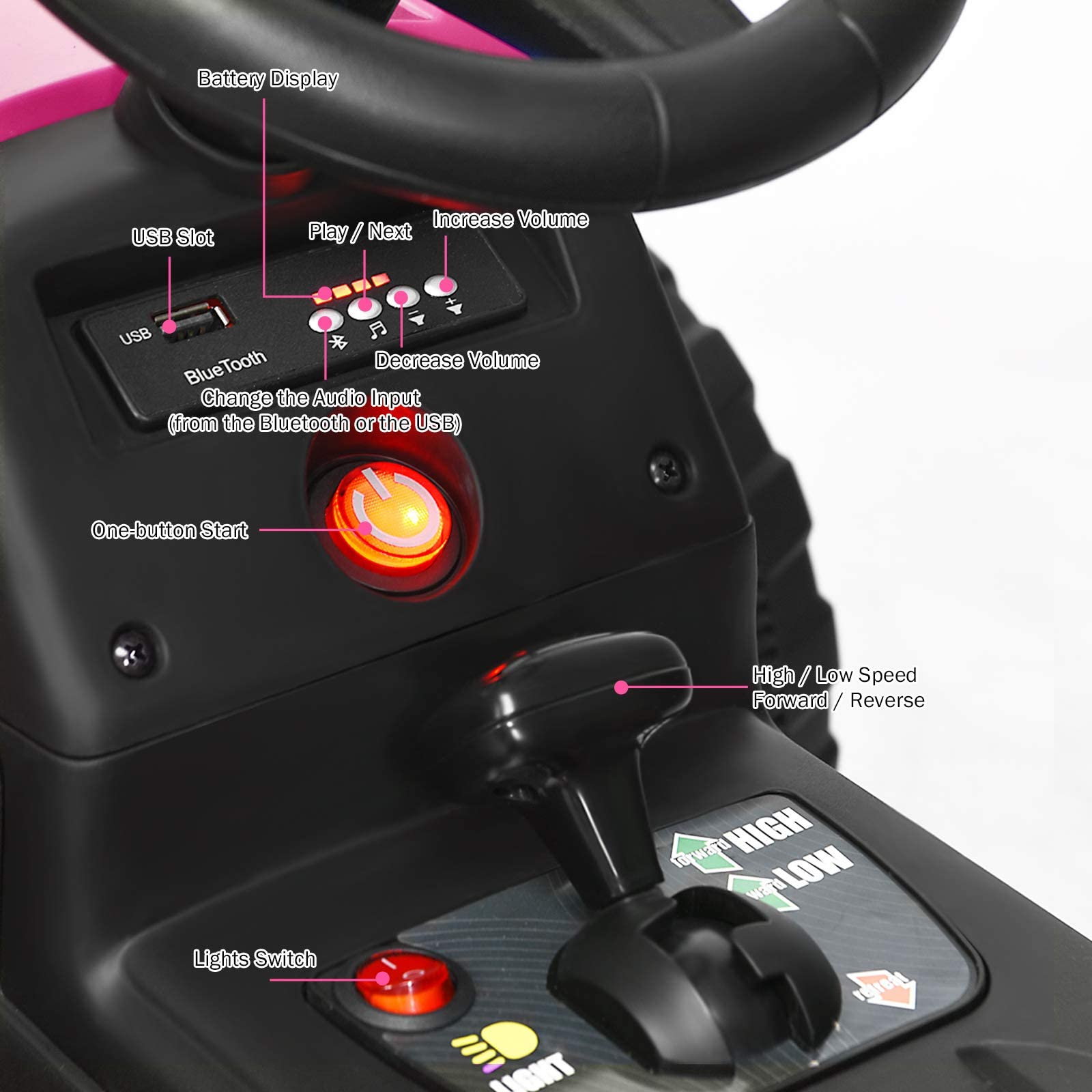 Foto 5 pulgar | Ride On Tractor Costzon Con Remolque, Batería De 12 V Para Niños, Rosa - Venta Internacional.