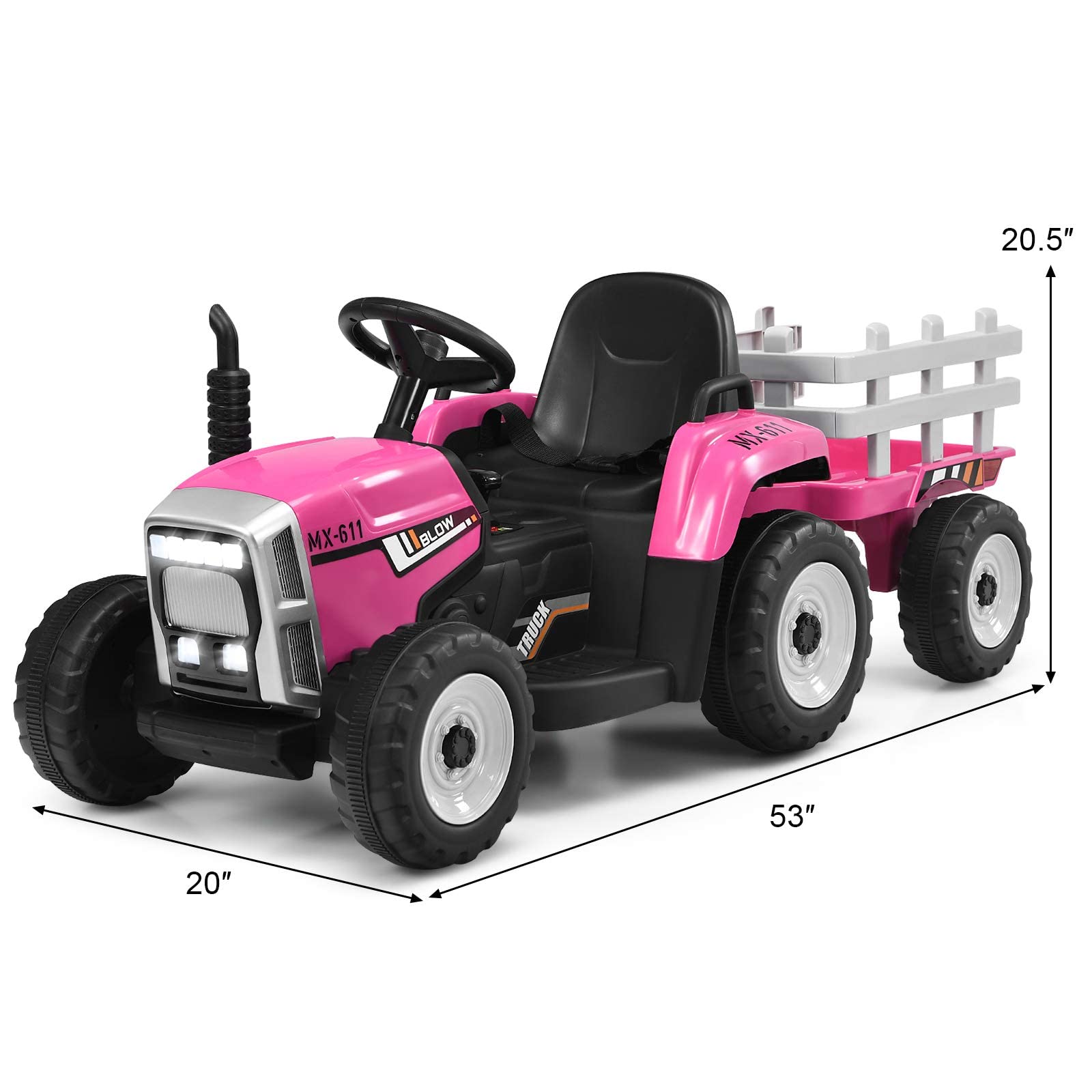 Foto 8 pulgar | Ride On Tractor Costzon Con Remolque, Batería De 12 V Para Niños, Rosa - Venta Internacional.