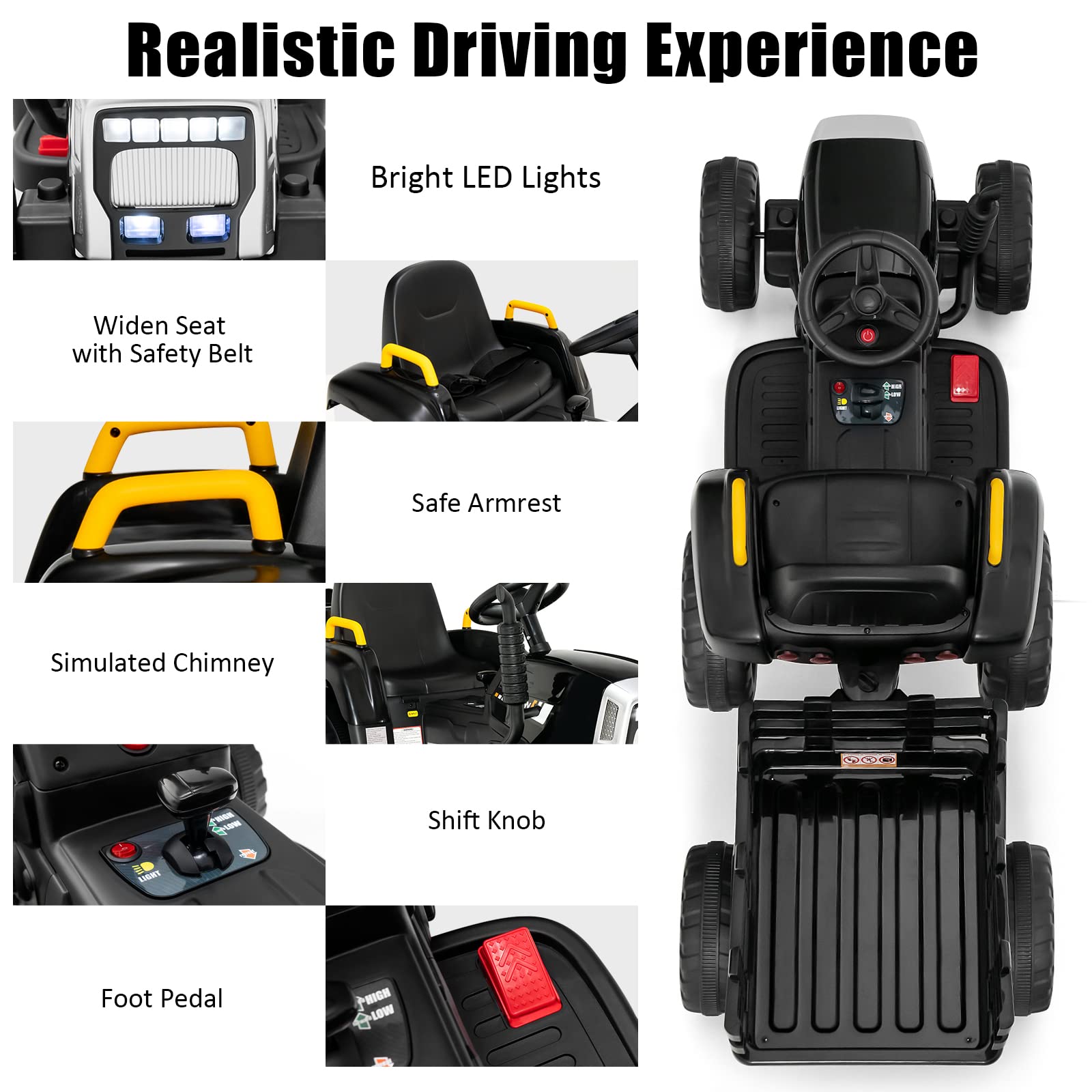 Foto 4 pulgar | Ride On Tractor Costzon Con Remolque, Batería De 12 V, Niños Mayores De 3 Años - Venta Internacional.