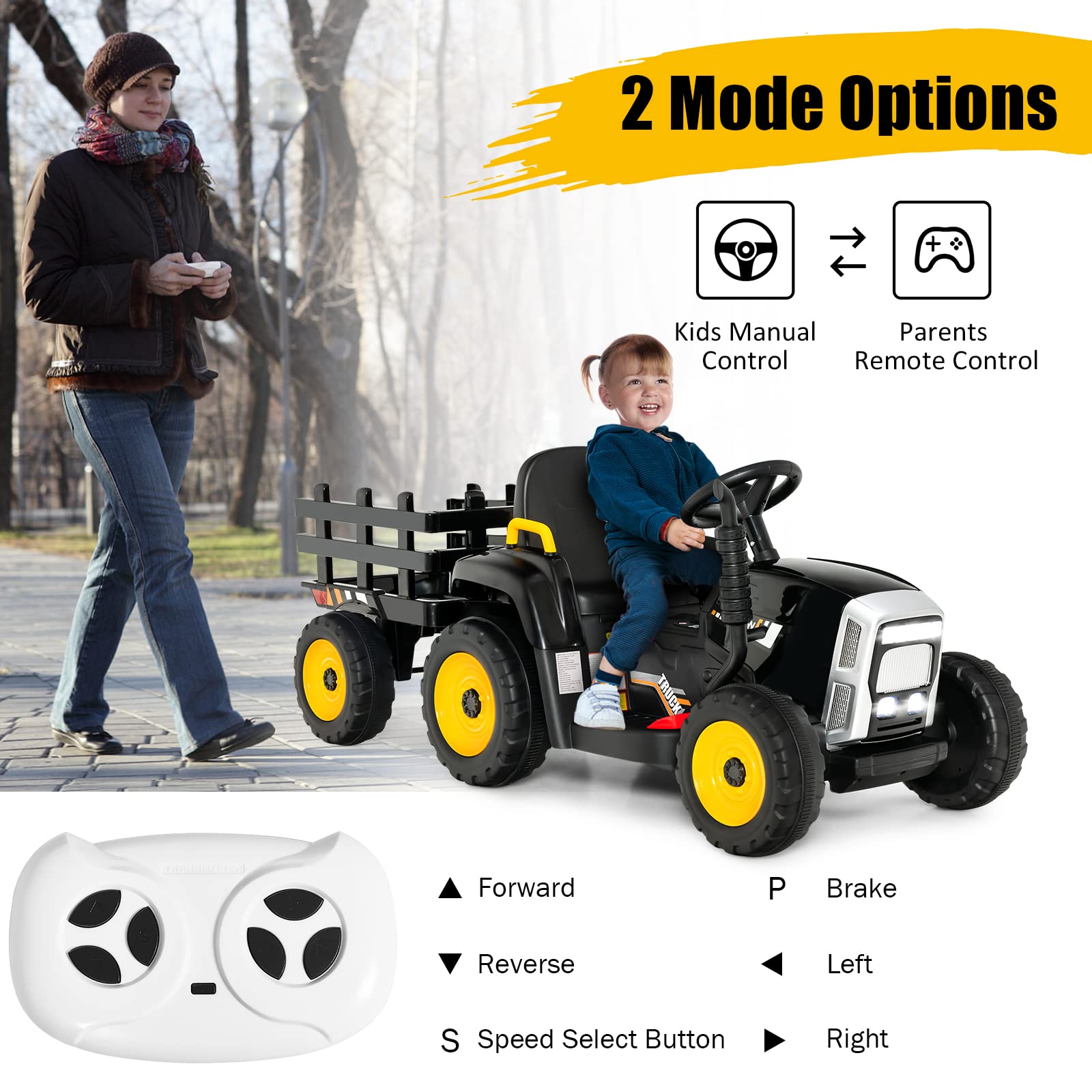 Foto 6 pulgar | Ride On Tractor Costzon Con Remolque, Batería De 12 V, Niños Mayores De 3 Años - Venta Internacional.