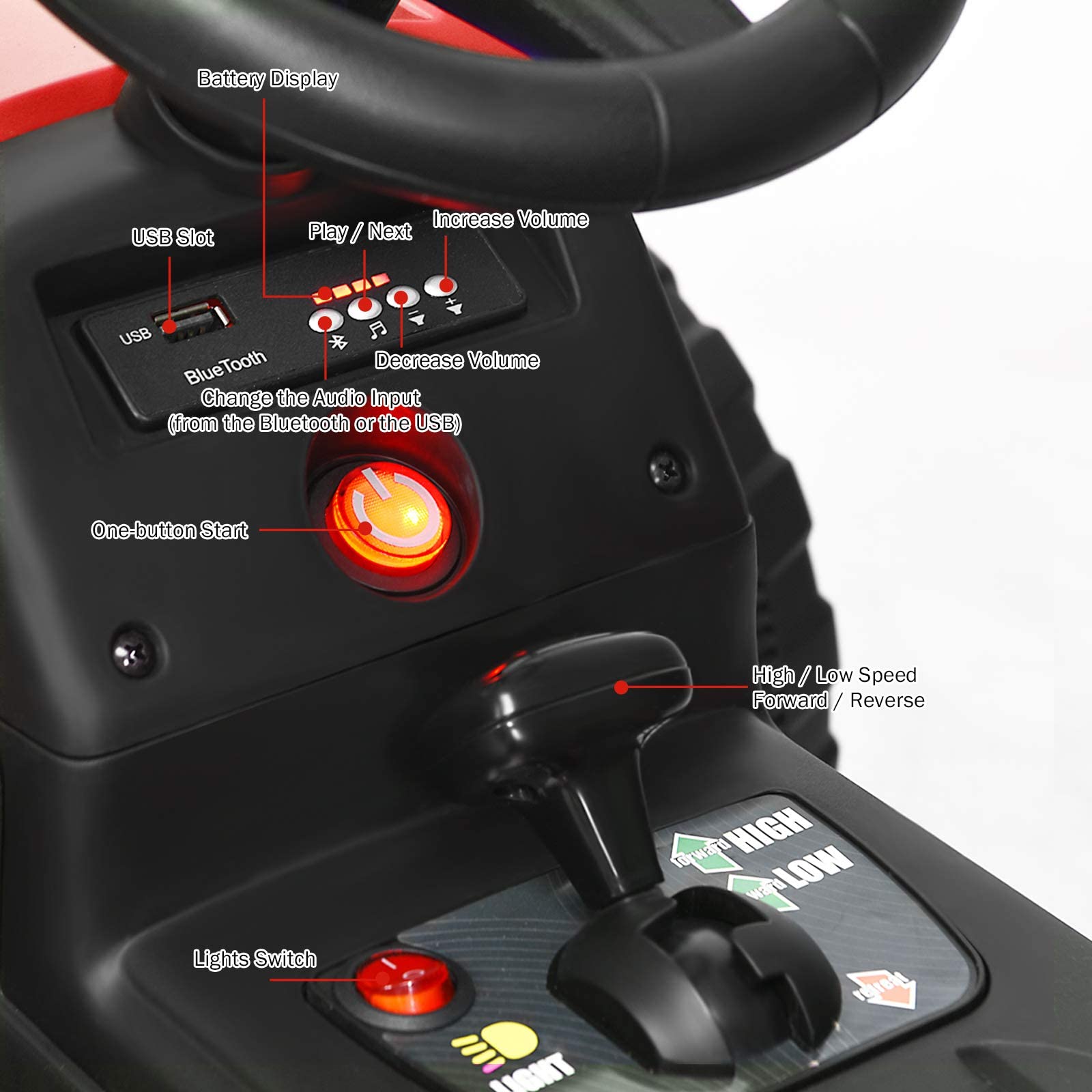 Foto 5 pulgar | Coche Ride On Tractor Costzon Con Remolque, Batería De 12 V, Para Niños, Rojo - Venta Internacional.