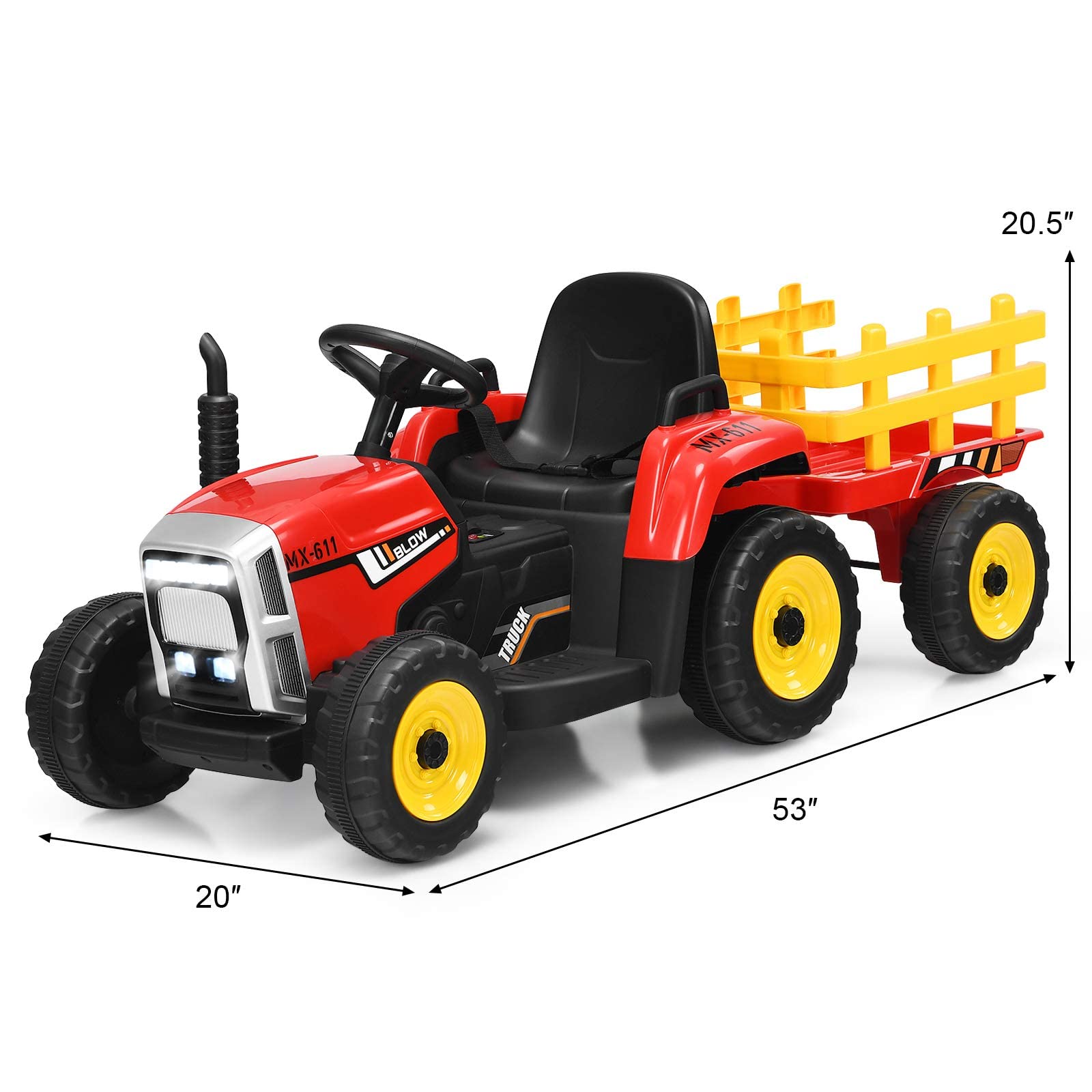 Foto 8 pulgar | Coche Ride On Tractor Costzon Con Remolque, Batería De 12 V, Para Niños, Rojo - Venta Internacional.