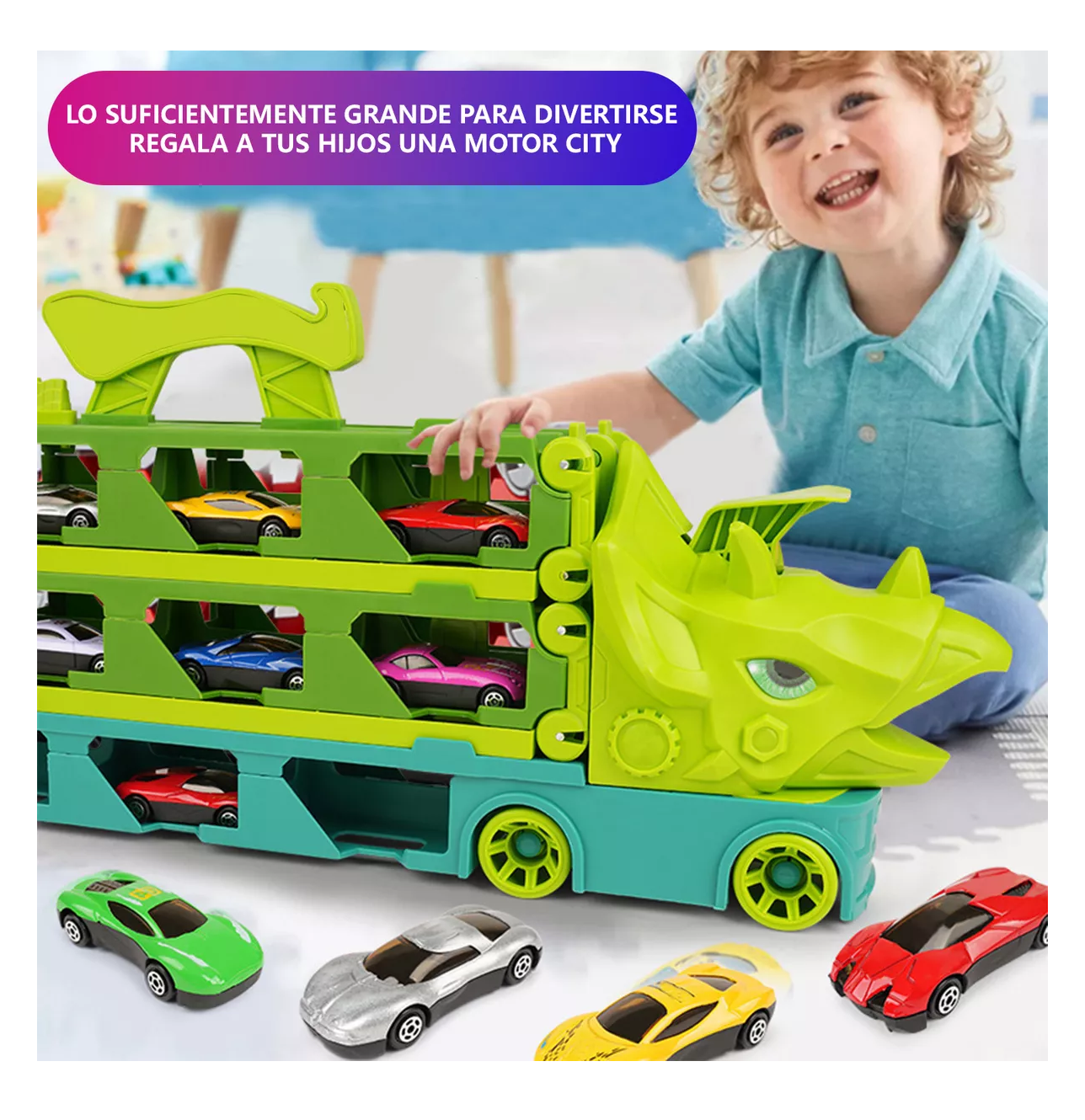 Foto 3 pulgar | Transporte de Juguete Truck Toys Cars For Boys Verde