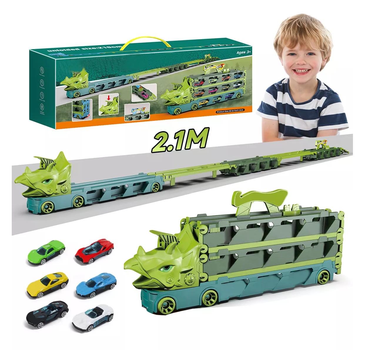 Foto 6 pulgar | Transporte de Juguete Truck Toys Cars For Boys Verde