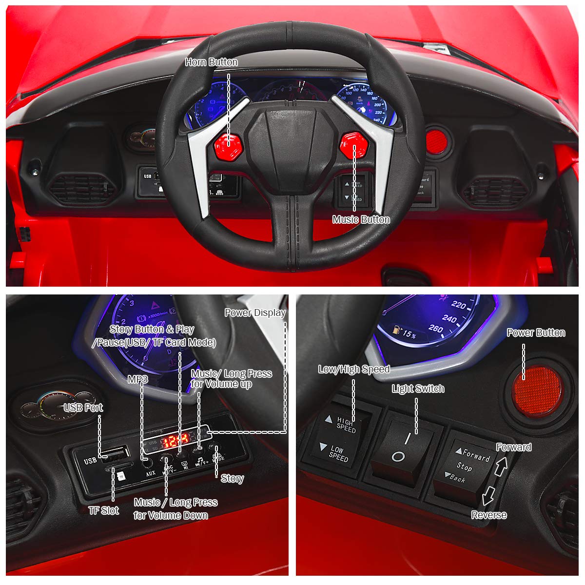 Foto 4 pulgar | Batería Ride On Car Costzon De 12 V Con Control Manual Y Remoto - Venta Internacional.