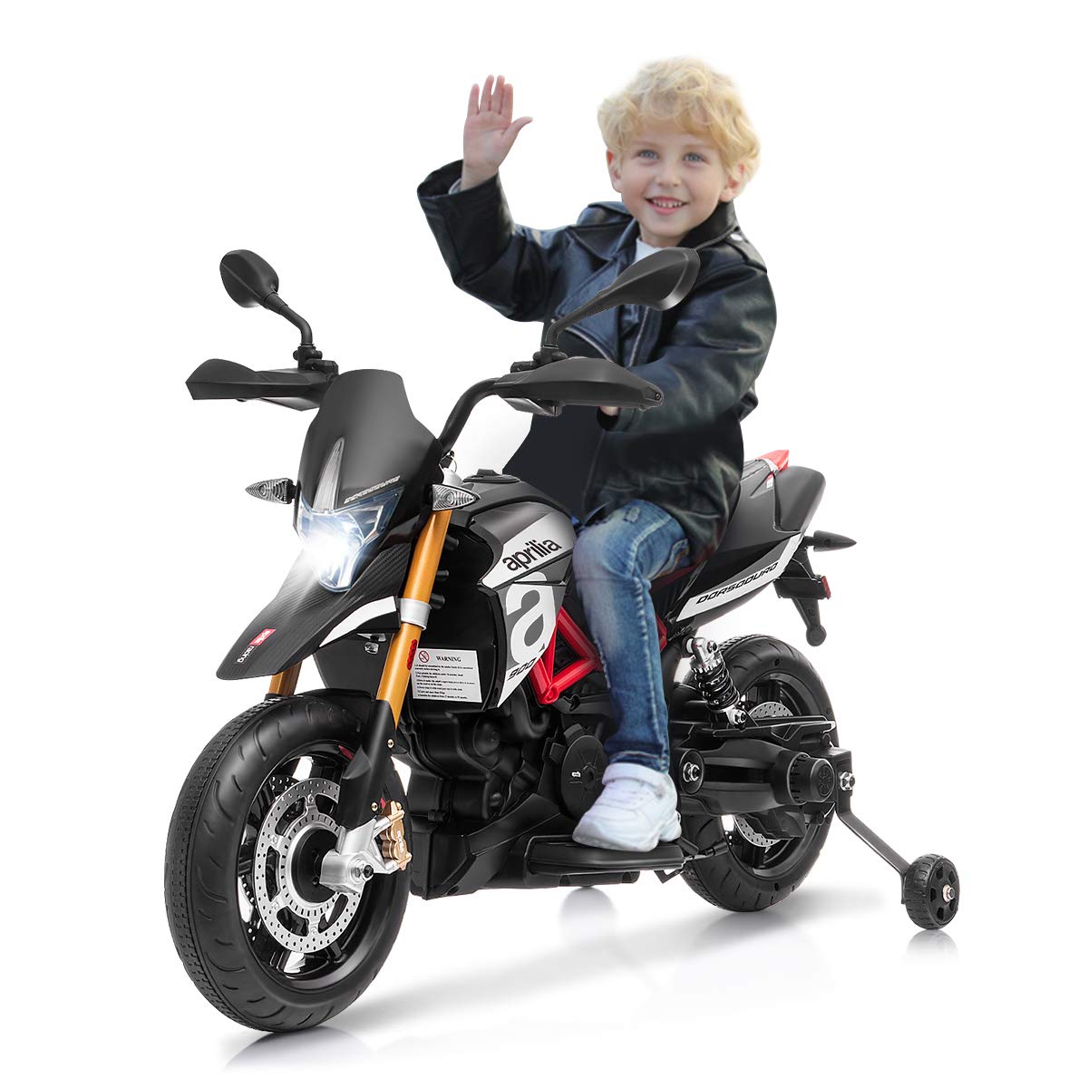 Foto 2 pulgar | Motocicleta Eléctrica Costzon Aprilia 12v Con Ruedas De Entrenamiento - Venta Internacional.
