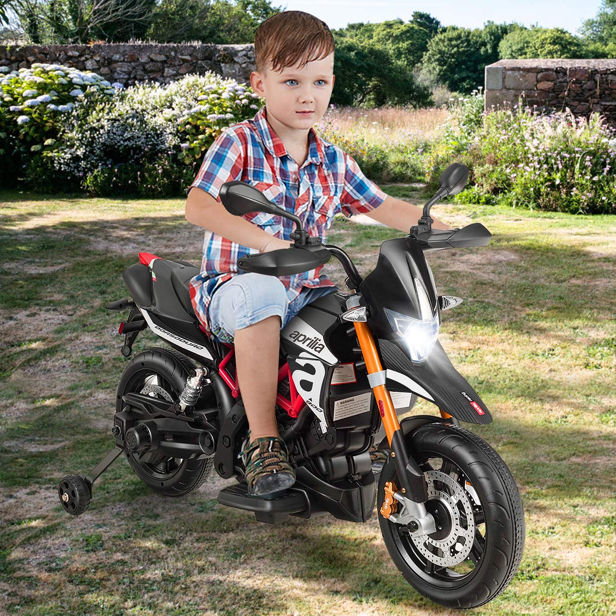 Foto 6 | Motocicleta Eléctrica Costzon Aprilia 12v Con Ruedas De Entrenamiento - Venta Internacional.