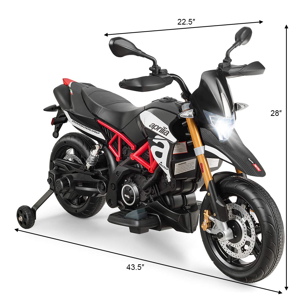Foto 8 pulgar | Motocicleta Eléctrica Costzon Aprilia 12v Con Ruedas De Entrenamiento - Venta Internacional.