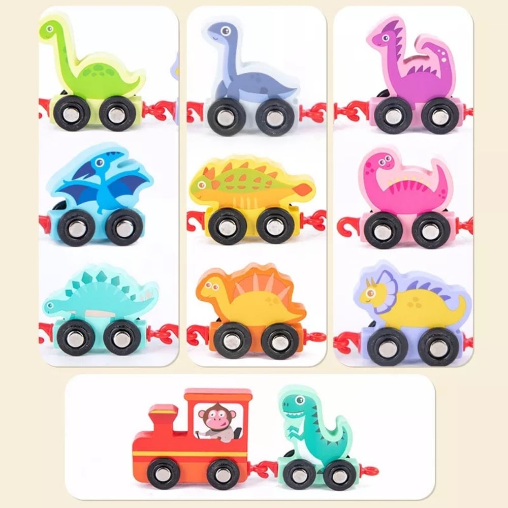 Foto 4 pulgar | Tren De Juguete Didáctico De Madera Con Números Montessori, Dinosaurio - Venta Internacional.