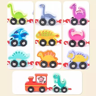Foto 3 | Tren De Juguete Didáctico De Madera Con Números Montessori, Dinosaurio - Venta Internacional.