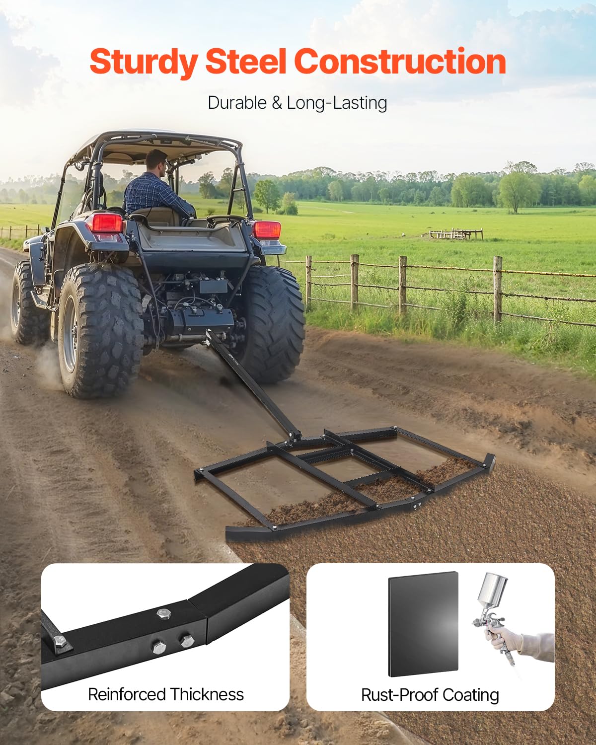 Foto 3 pulgar | Drag Harrow Vevor, 74 Cm De Ancho, Acero Q235, Para Vehículos Todo Terreno - Venta Internacional.