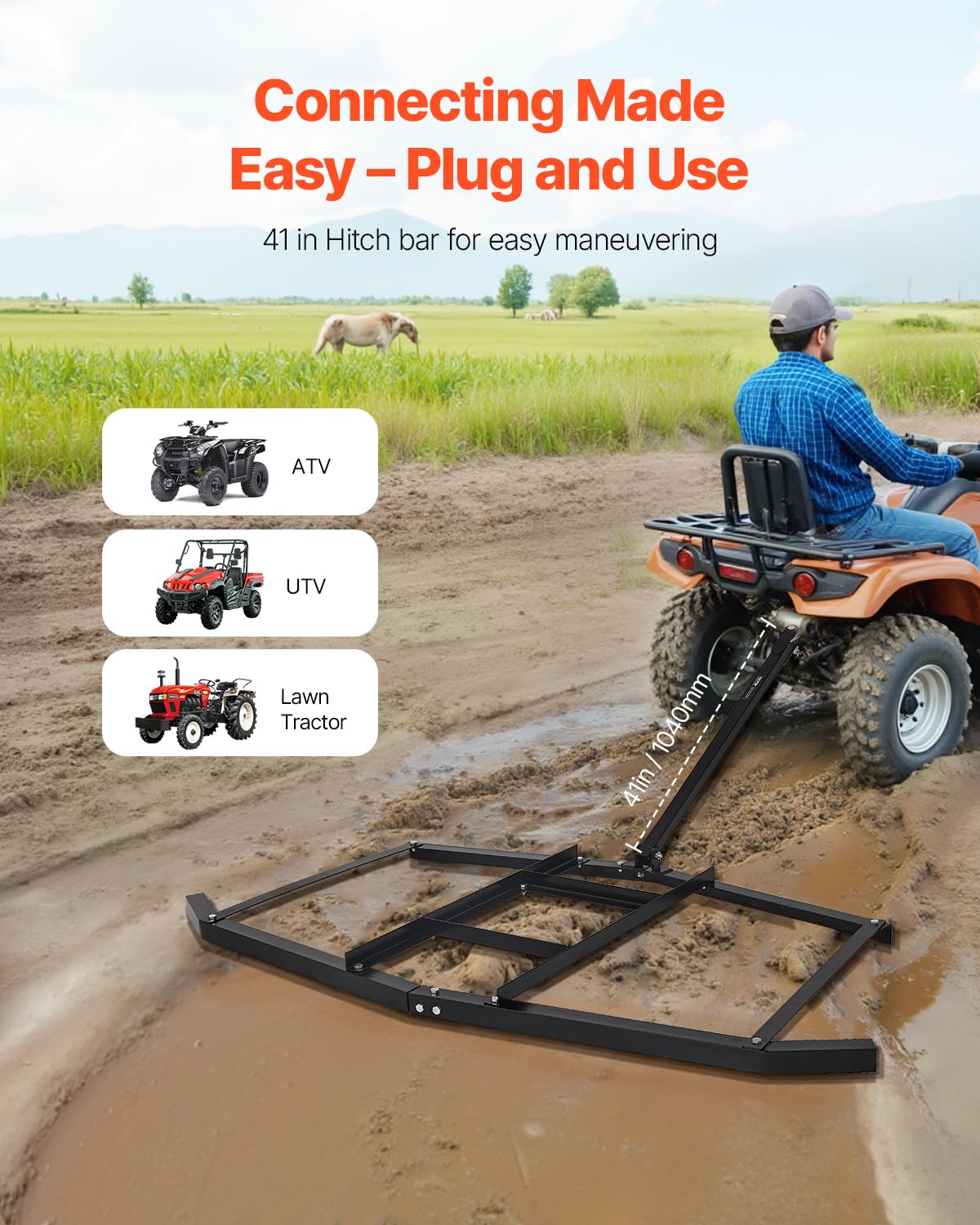 Foto 4 pulgar | Drag Harrow Vevor, 74 Cm De Ancho, Acero Q235, Para Vehículos Todo Terreno - Venta Internacional.