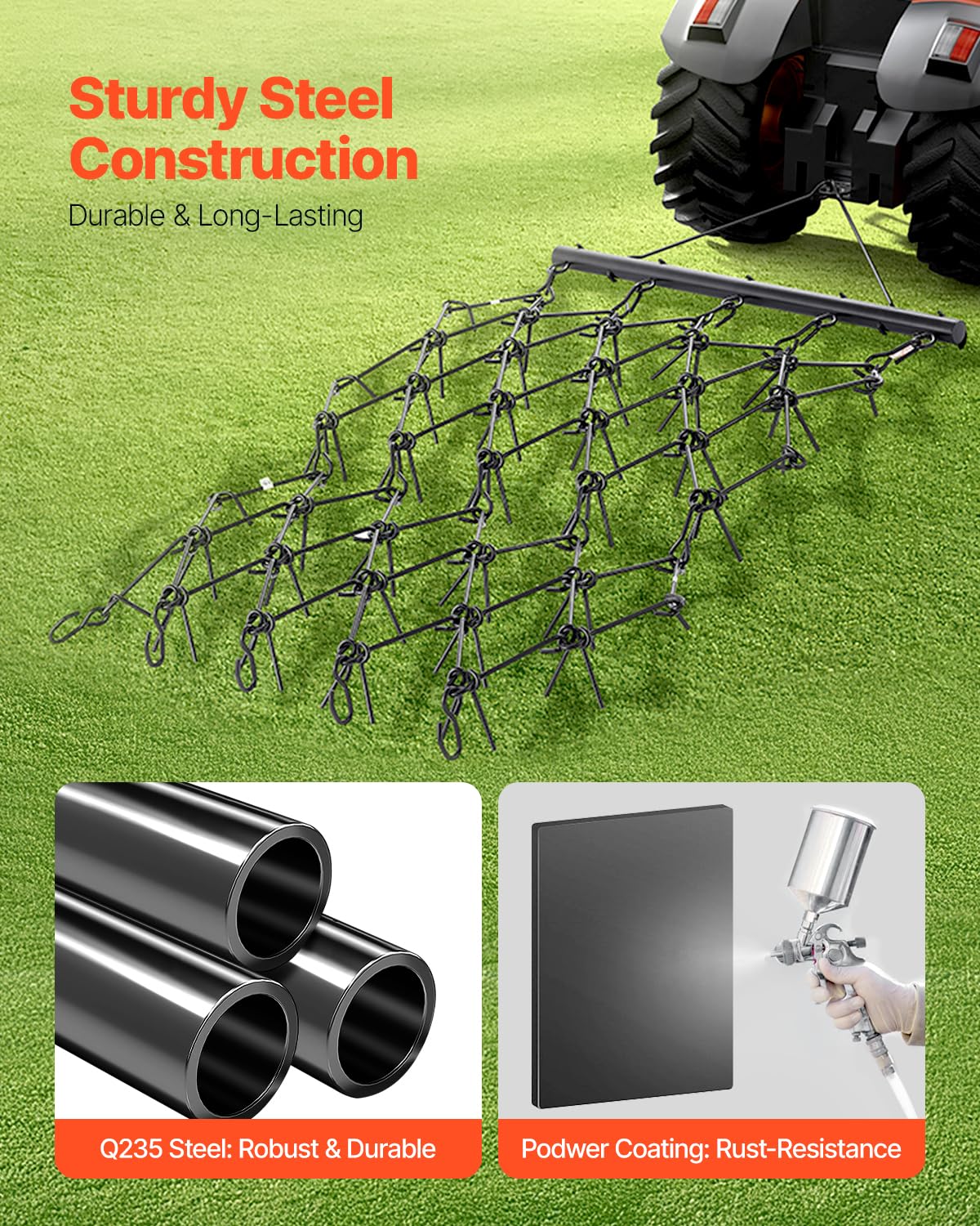 Foto 3 pulgar | Drag Harrow Vevor De 1,2 M X 1,7 M Con 80 Dientes Afilados Para Tractor Atv Utv - Venta Internacional.