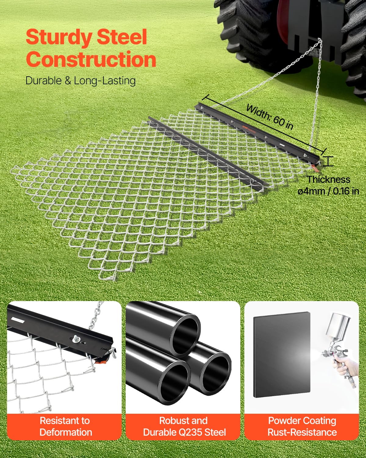 Foto 3 pulgar | Cadena Drag Harrow Vevor De 4 X 5 Pies, Modelo Q235, Acero Negro - Venta Internacional.