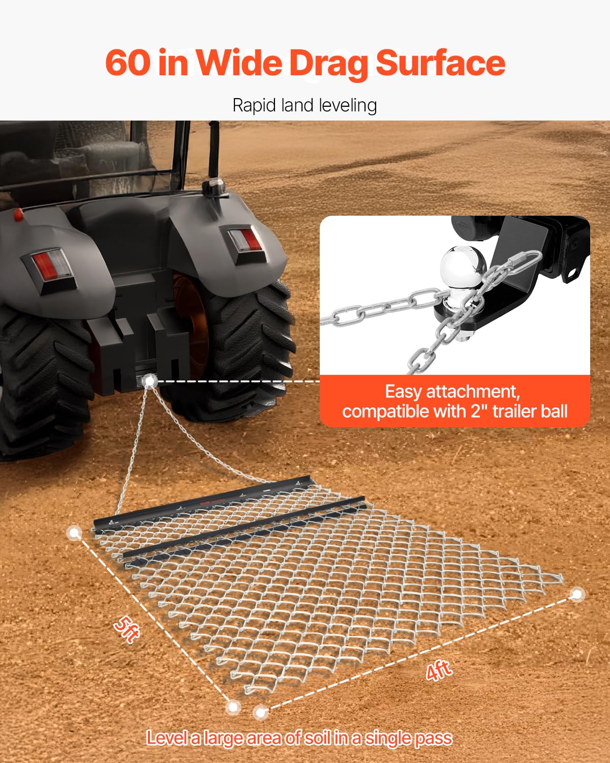 Foto 5 pulgar | Cadena Drag Harrow Vevor De 4 X 5 Pies, Modelo Q235, Acero Negro - Venta Internacional.