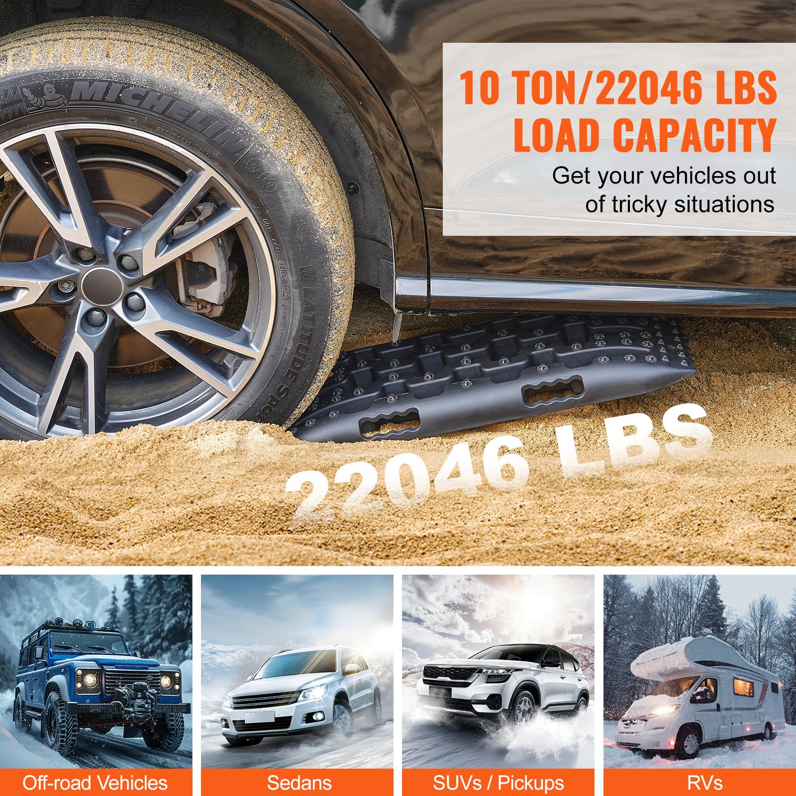 Foto 3 | Placas De Tracción Vevor De 10 Toneladas Para Vehículos Todo Terreno Con Bolsa De Almacenamiento - Venta Internacional.