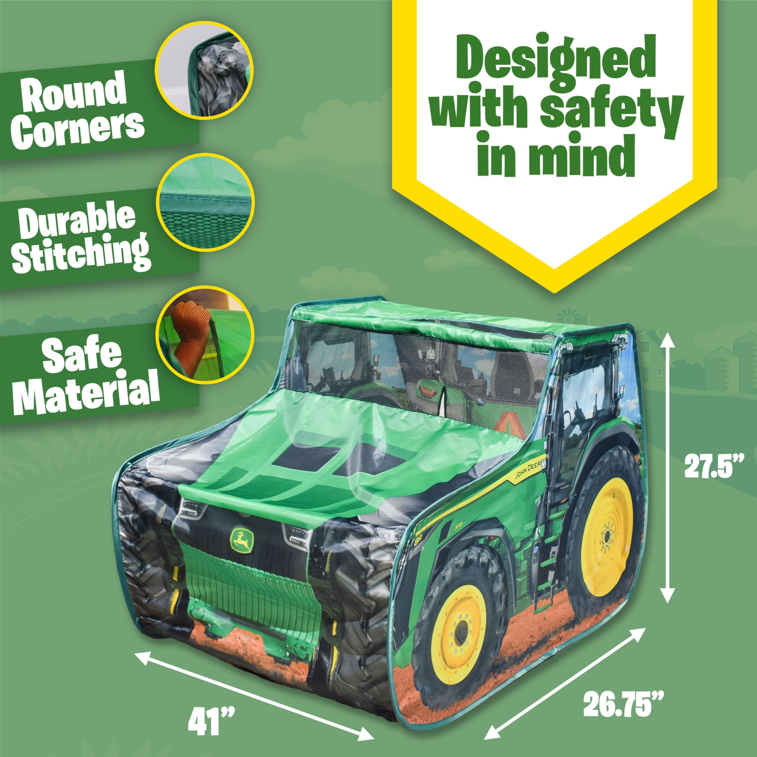 Foto 7 pulgar | Carpa De Juegos Plegable John Deere Tractor Para Niños Con Sonidos - Venta Internacional.