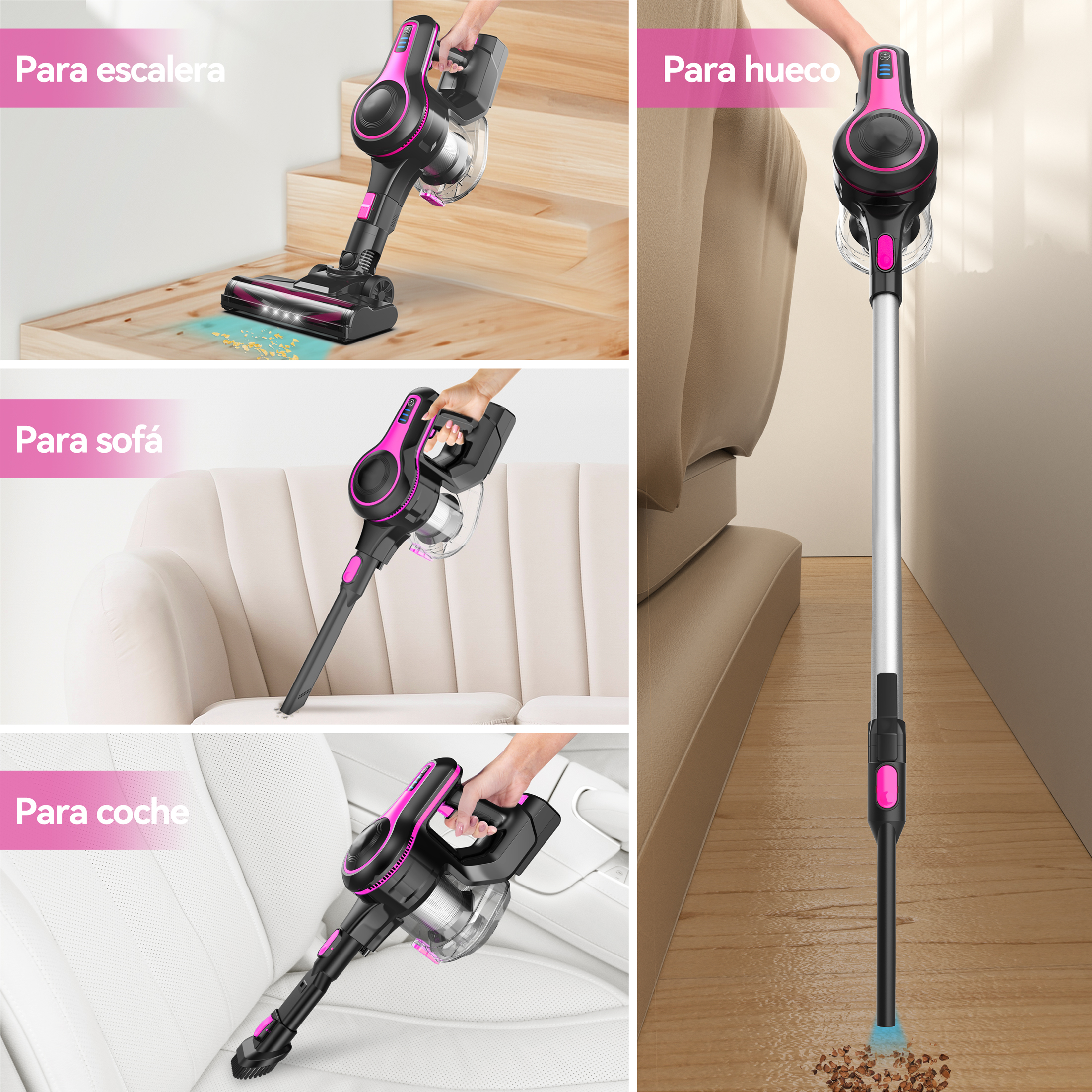 Foto 4 | Aspirador Inalámbrico Inse N520 6 En 1 180w 28kpa Rojo Rosa