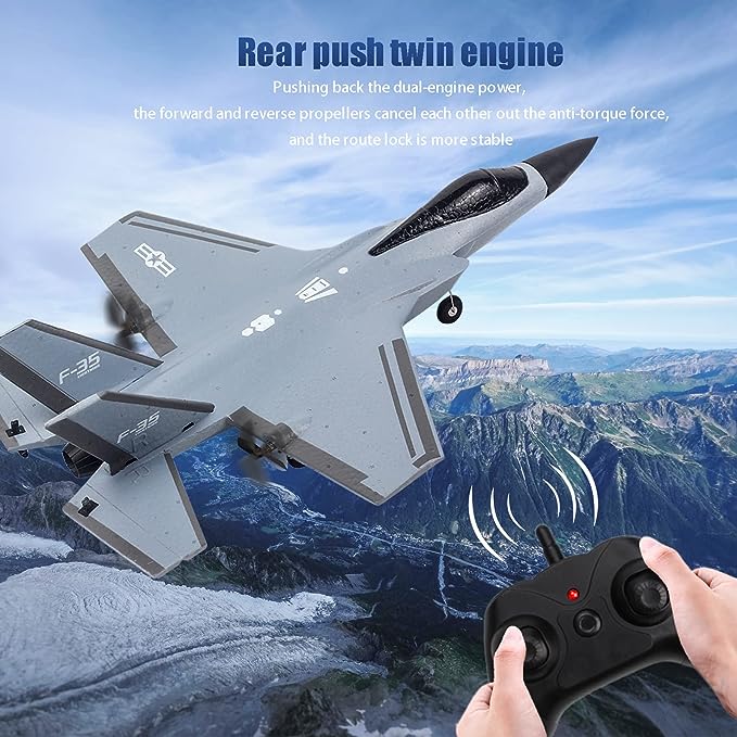 Foto 4 pulgar | Avión RC F-35 de Espuma EPP con Control Remoto de 2 Canales para Principiantes y Niños