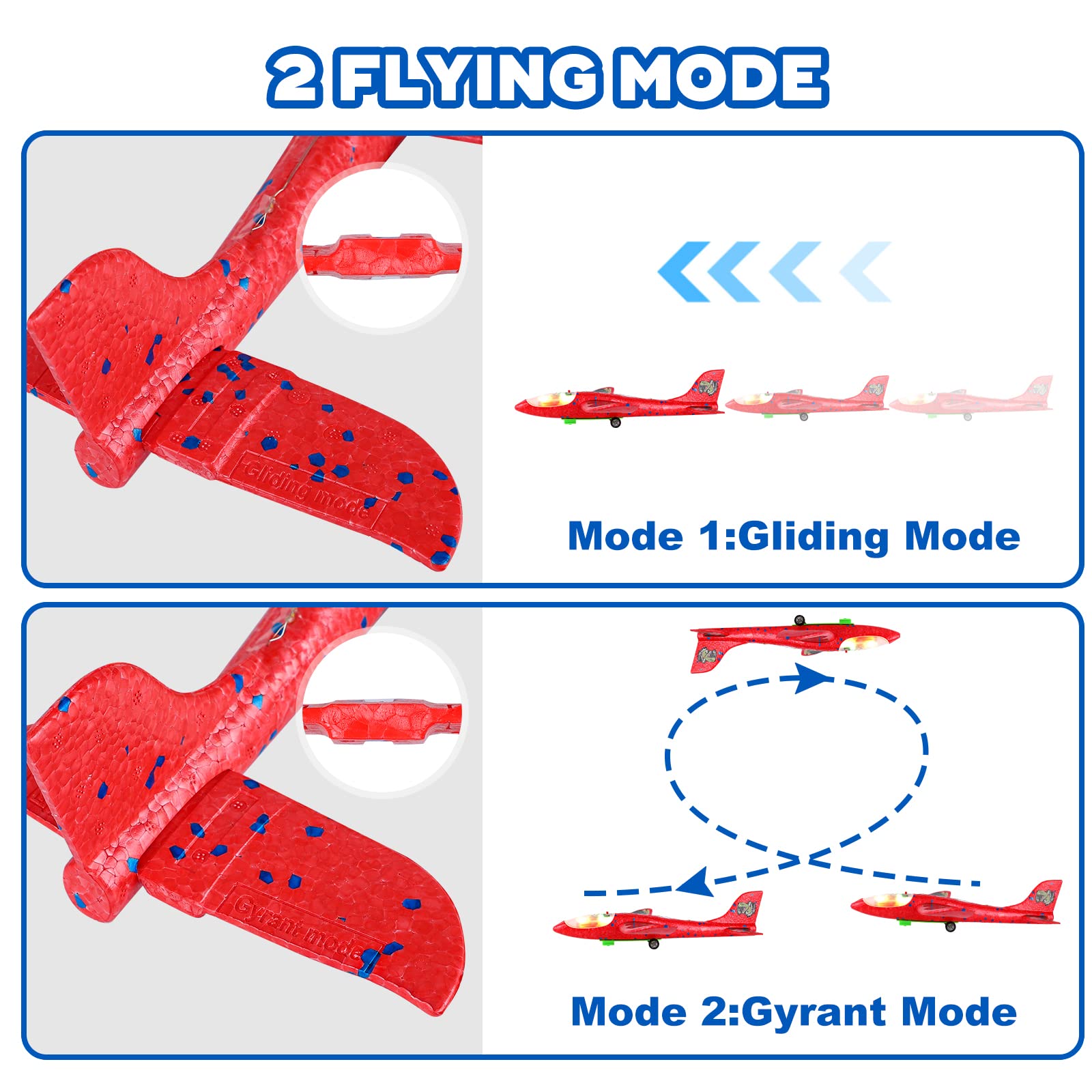 Foto 7 pulgar | Venta Internacional - Juego De 3 Juguetes Lanzadores De Aviones Onysurui Con Planeador De Espuma Led