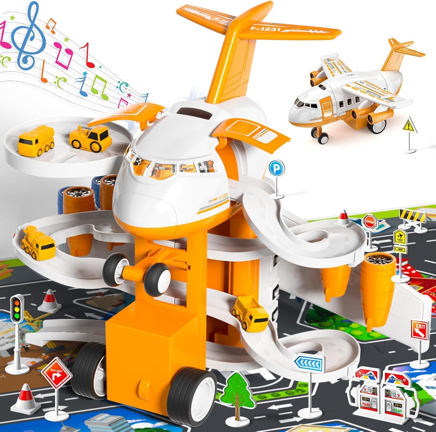 Avión De Transporte Infantil Temi De Juguete Con Coches De Pista De Carreras - Venta Internacional.