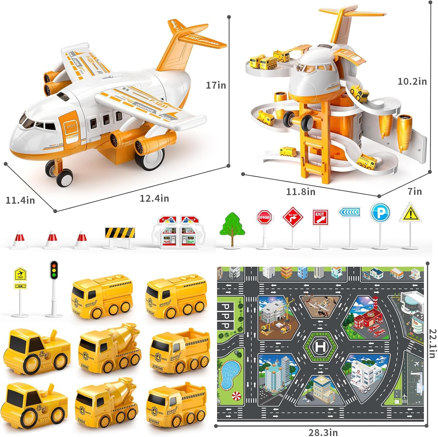 Foto 3 pulgar | Avión De Transporte Infantil Temi De Juguete Con Coches De Pista De Carreras - Venta Internacional.