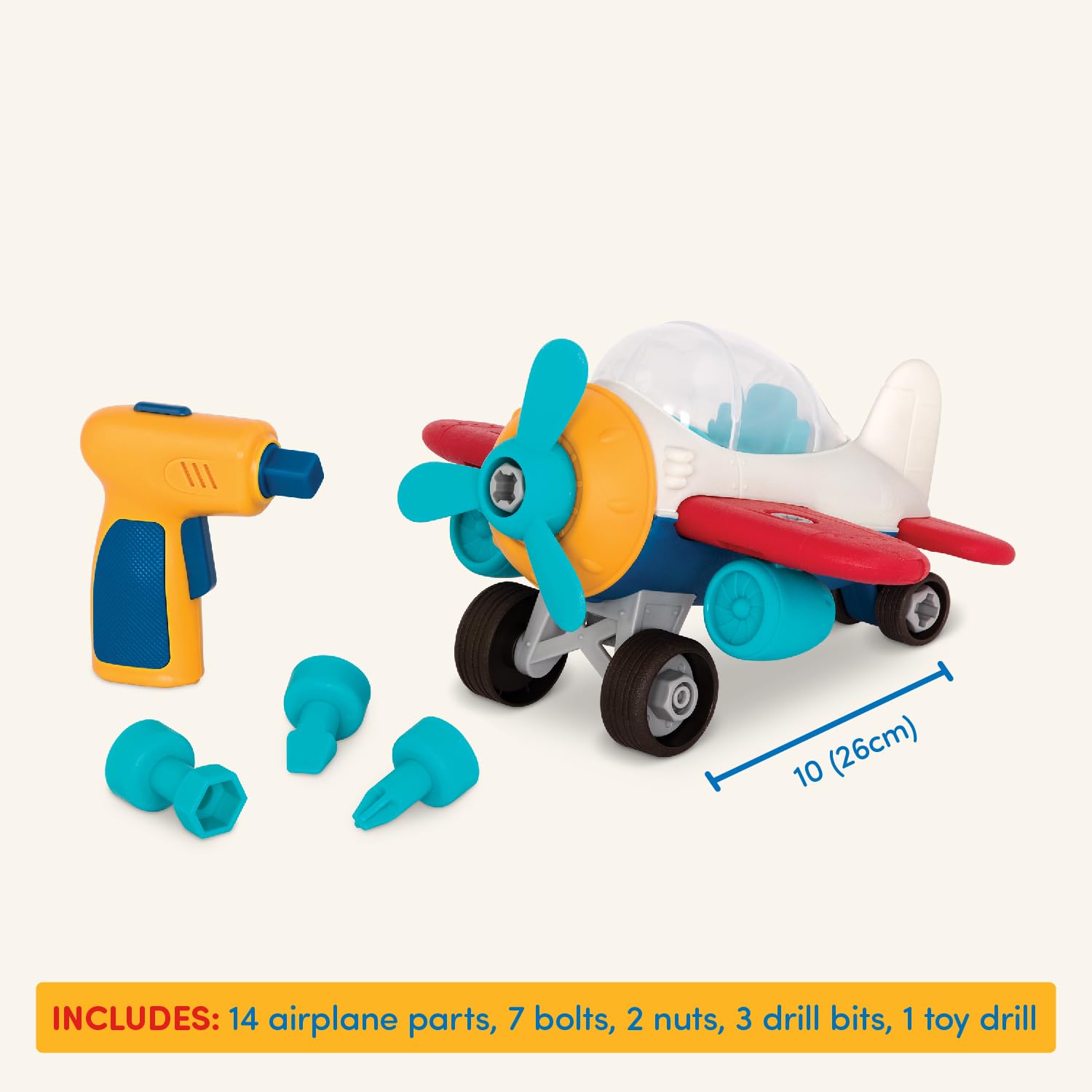 Foto 4 pulgar | Avión De Juguete Battat Wonder Con Ruedas Desmontables Con Taladro Durante Más De 3 Años - Venta Internacional.