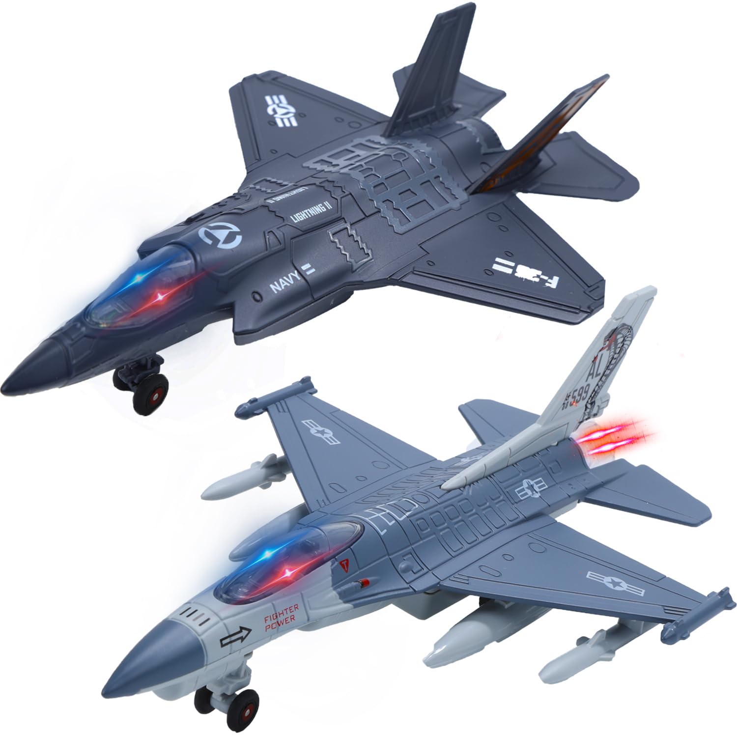 Avión De Juguete Holyfun Double Metal Fighter Army Con Sonido Y Luz - Venta Internacional.