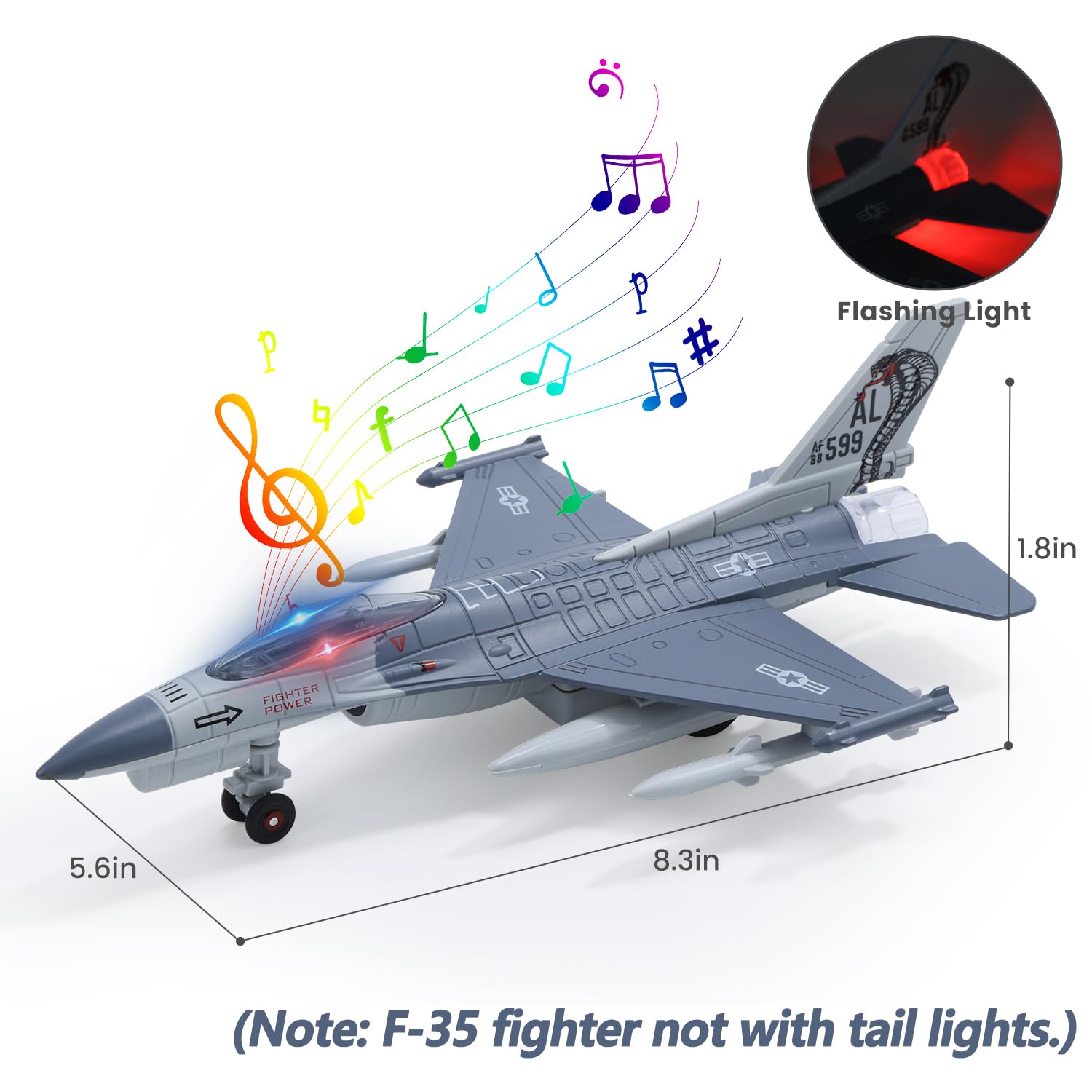 Foto 5 pulgar | Avión De Juguete Holyfun Double Metal Fighter Army Con Sonido Y Luz - Venta Internacional.