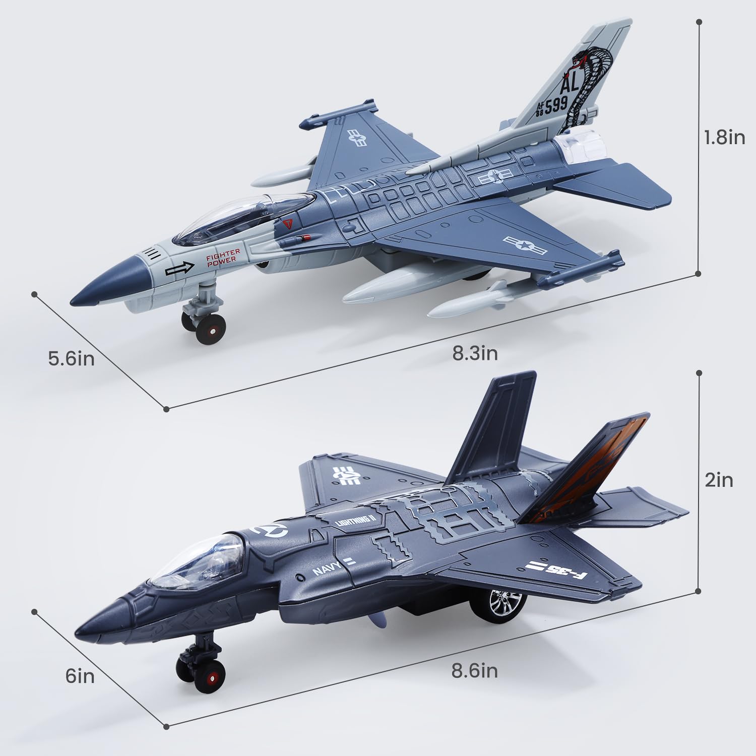 Foto 7 | Avión De Juguete Holyfun Double Metal Fighter Army Con Sonido Y Luz - Venta Internacional.