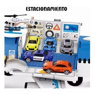 Foto 4 | Juguetes De Avión Con 8 Autos Deportivos Y 1 Helicóptero Niño Azul/blanco