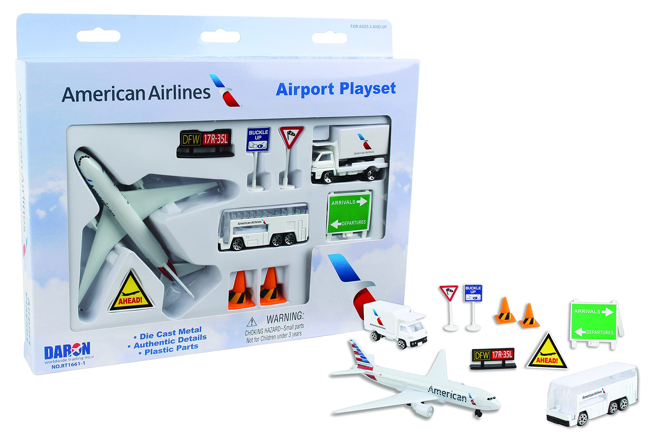 Foto 2 pulgar | Set De Juego De Aeropuerto Daron American Airlines Con Avión Fundido A Presión - Venta Internacional.