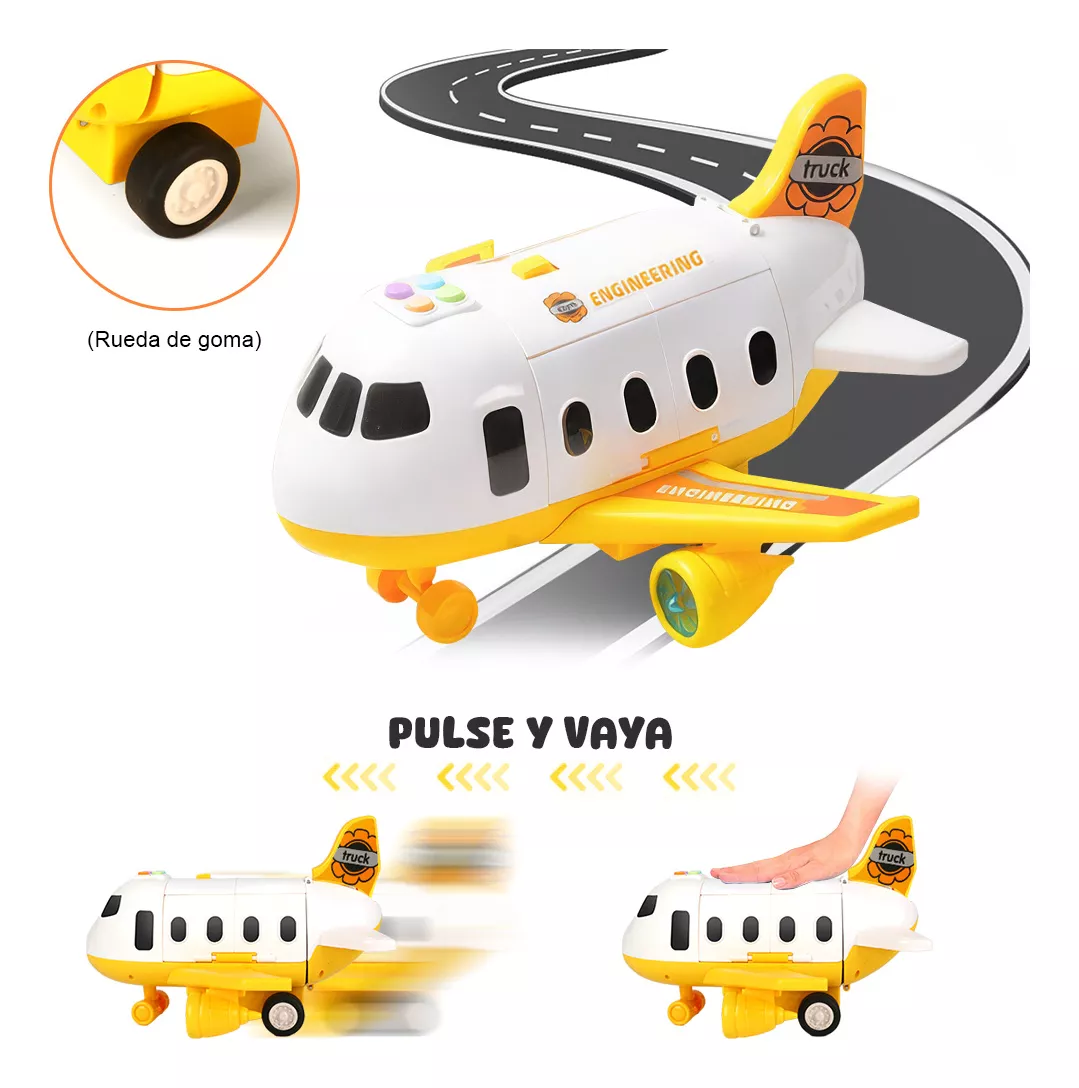 Foto 5 pulgar | Grúa de Juguete Avión Transformer Amarilla 3 en 1 con Luz y Música