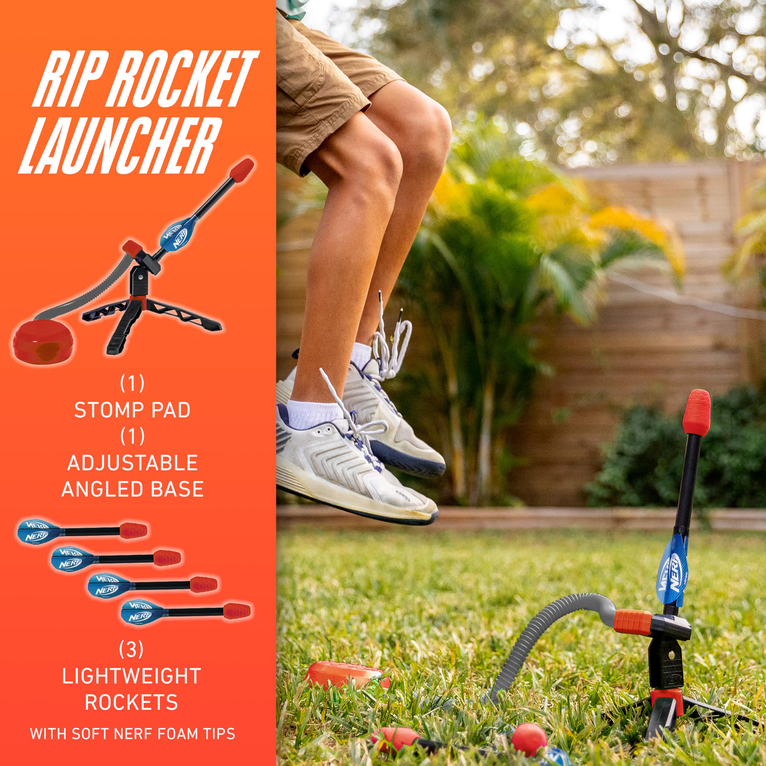 Foto 4 pulgar | Lanzacohetes Nerf Rip Rocket Jump Con Plataforma De Pisoteo Y Misiles - Venta Internacional.
