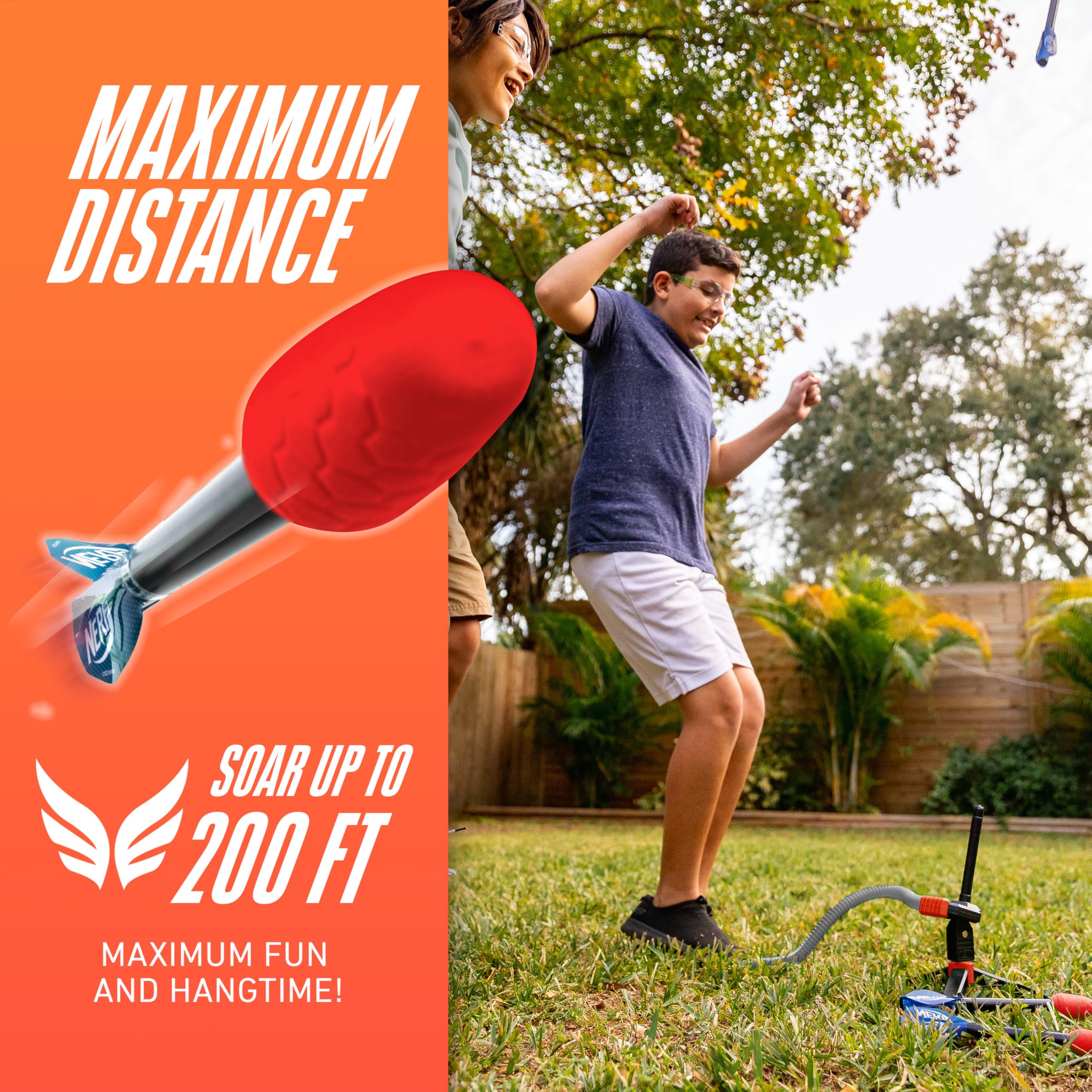 Foto 5 pulgar | Lanzacohetes Nerf Rip Rocket Jump Con Plataforma De Pisoteo Y Misiles - Venta Internacional.