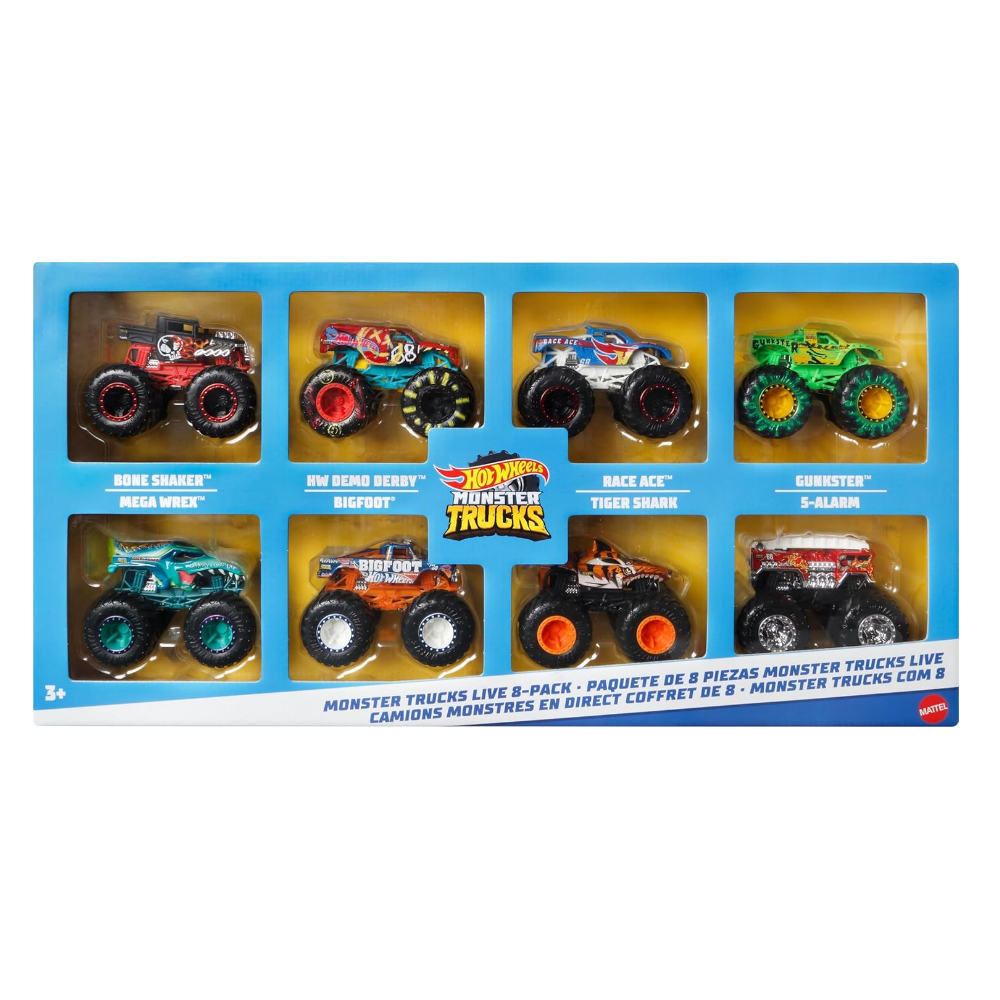 Foto 2 pulgar | Hot Wheels Pack 8 Monster Trucks Camionetas Monstruo Hdb12 Mattel