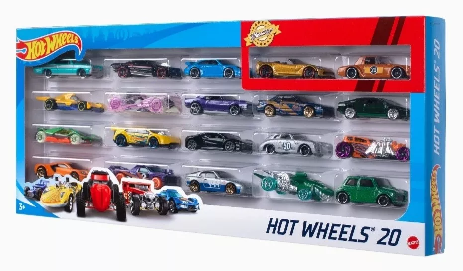 Foto 5 pulgar | Hot Wheels Die Cast Basics Vehículo De Ju Paquete De 20 Autos Escala 1:64 Con Decoraciones Clásicas Y Diseños Increí