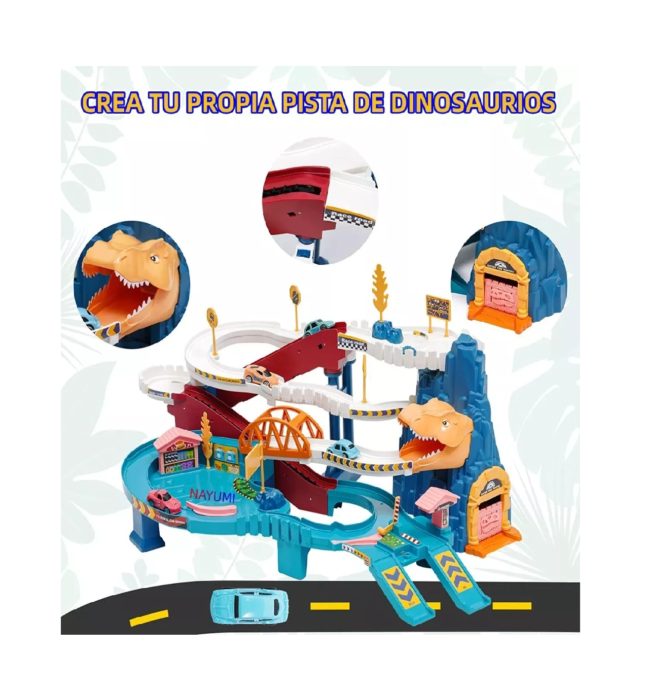 Foto 4 pulgar | Dinosaurio Juguetes Carro Carretera Vía Riel Vehículo Niños