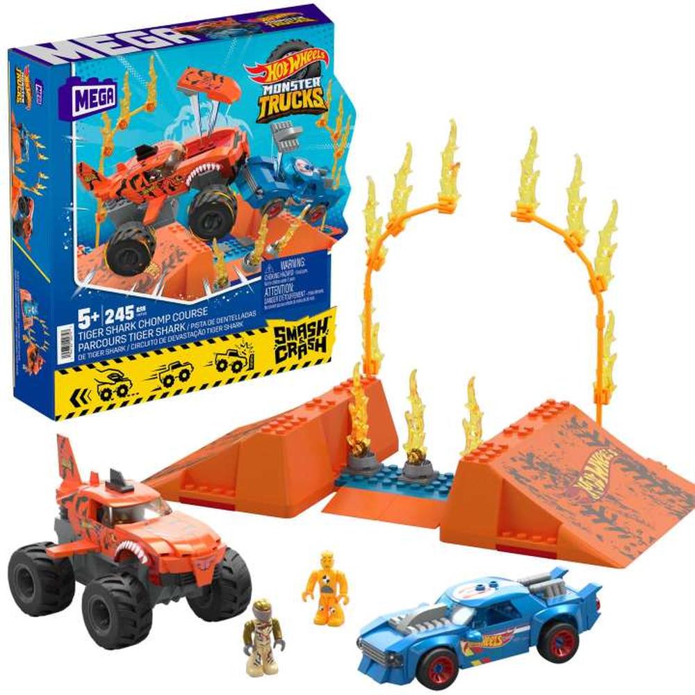 Foto 2 pulgar | Mega Bloks: Mega Hot Wheels Monster Trucks S&c Tiger Shark Chomp Course