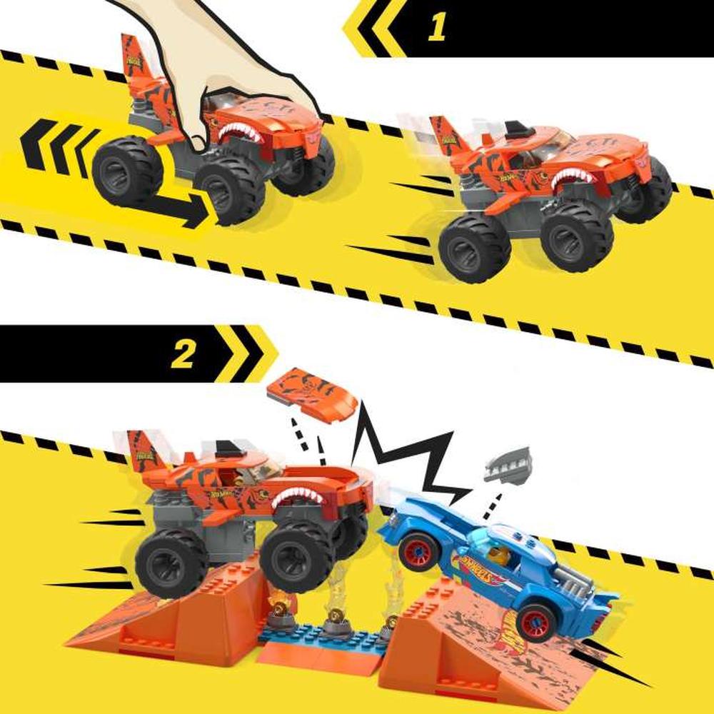 Foto 5 pulgar | Mega Bloks: Mega Hot Wheels Monster Trucks S&c Tiger Shark Chomp Course