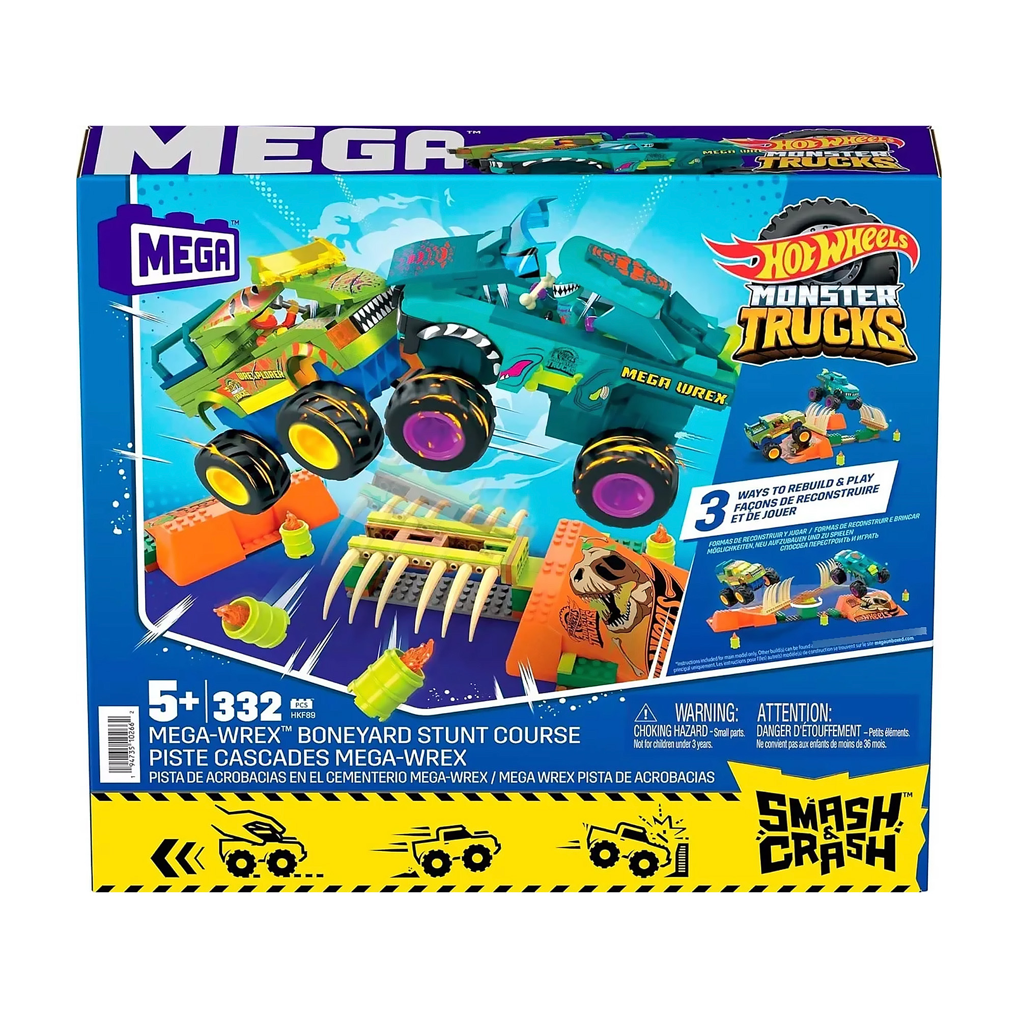 Foto 2 pulgar | Mega Bloks Hot Wheels Monster Trucks Mega-wrex Pista De Acrobacias En El Cementerio